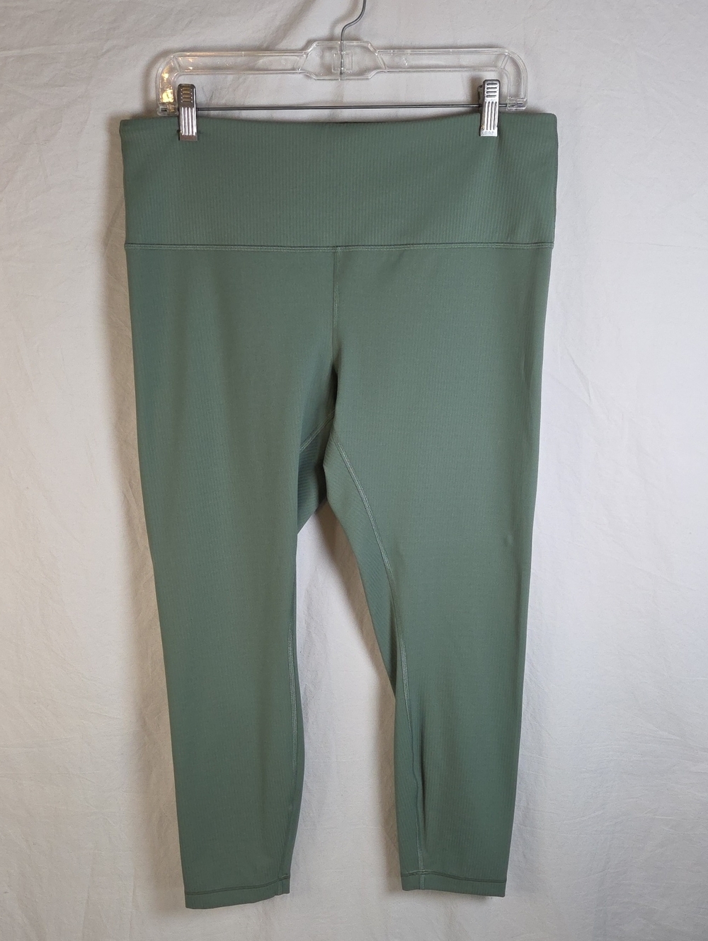 Lululemon W5FY2S Wunder Train Ribbed Tight 25" Grey Eucalyptus Sz 14 NWOT